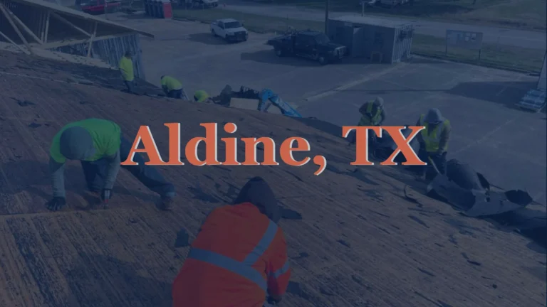 This image shows a roofer removing old asphalt shingles from a residential roof in Aldine, TX preparing the surface for a full roof replacement.