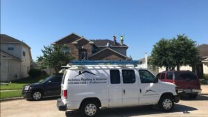 The Achilles Roofing team in action—delivering professional roof repairs across Houston neighborhoods.