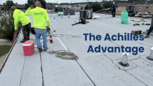Achilles Roofing team conducting a full commercial roof replacement upgrade with durable materials and expert craftsmanship.