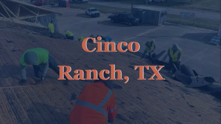 This image shows a professional roofer in Cinco Ranch, TX removing old asphalt shingles to prepare the roof for a full replacement.