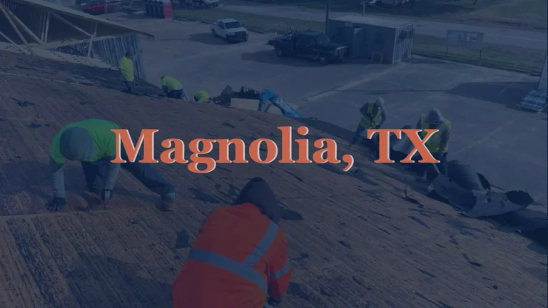 This image shows roofers removing old asphalt shingles from a residential roof in Manvel, TX, preparing the surface for a new, weather-resistant installation.