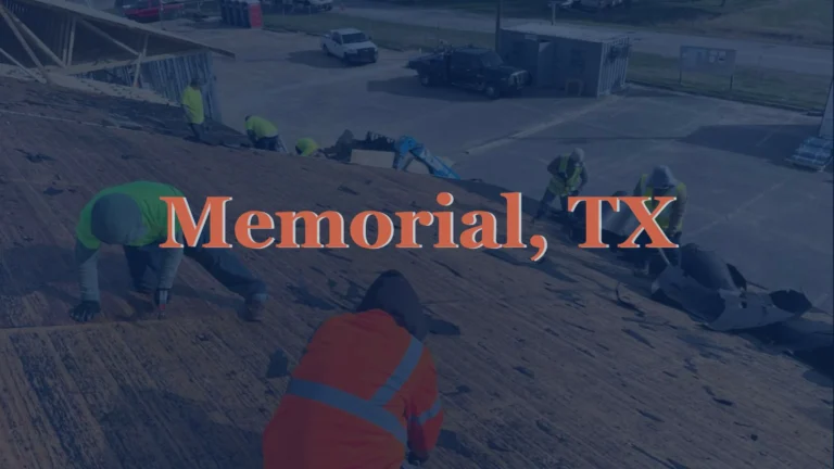 This image shows roofers removing asphalt shingles from a residential roof under bright Texas sunlight, preparing for a fresh installation in Memorial, TX.
