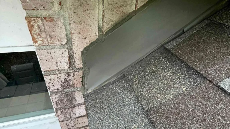 This image shows the newly installed metal flashing and roof penetrations, marking the completion of the full roof system tear-off