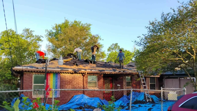 This picture displays the completed roof replacement: new shingle roof in place, clean lines, uniform installation, and an upgraded look for the Houston TX home.