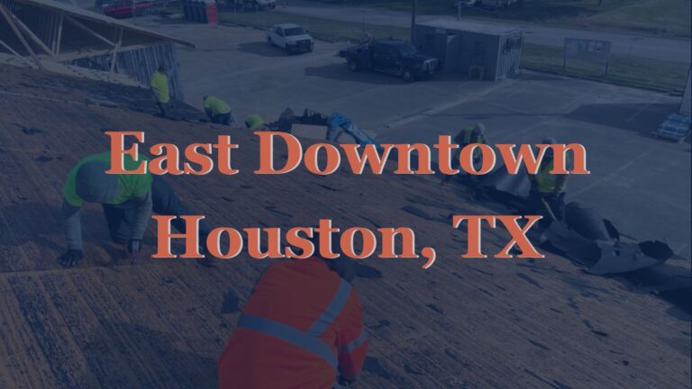 This image shows roofers in East Downtown, TX removing worn asphalt shingles as part of a complete roofing replacement service by Achilles Roofing & Exteriors.