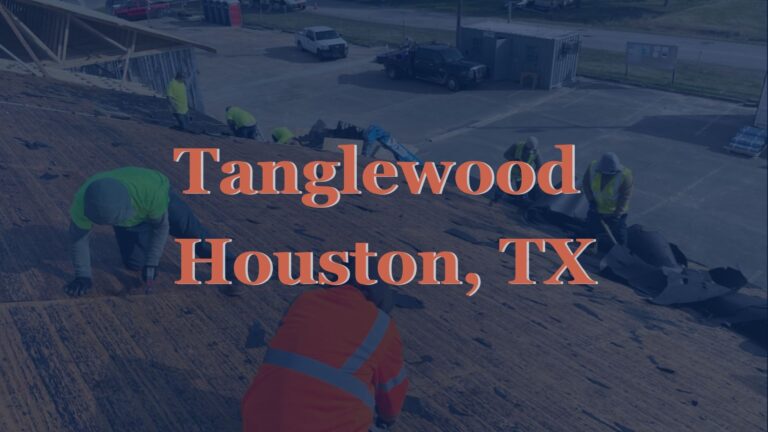 This image shows roofers in Tanglewood, TX removing worn asphalt shingles as part of a complete roofing replacement service by Achilles Roofing & Exteriors.