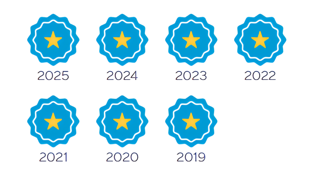 Thumbtack Top Pro badges for Achilles Roofing Houston 2019-2025.