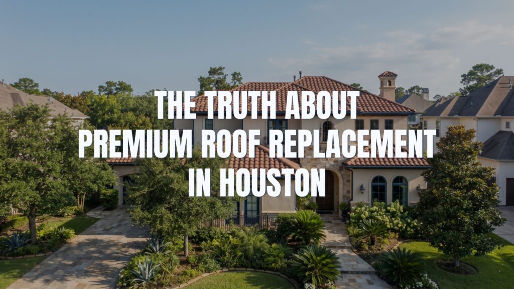A luxury Mediterranean-style estate in Houston featuring a clay tile roof, showcasing a premium roof replacement by Achilles Roofing & Exterior.