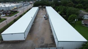 TPO Rooftop Deck Waterproofing completed project showing 4th-floor Houston Heights residential roof with installed rubber pavers by Achilles Roofing